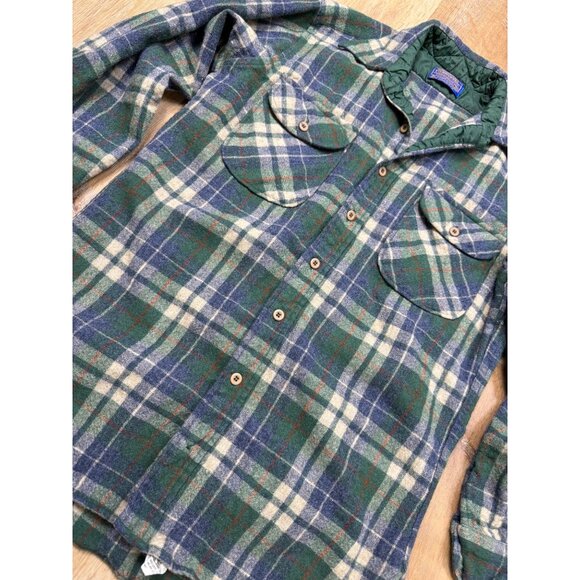 Vintage Pendleton Board Shirt 100% Virgin Wool Green Blue Mens Medium - Picture 8 of 9